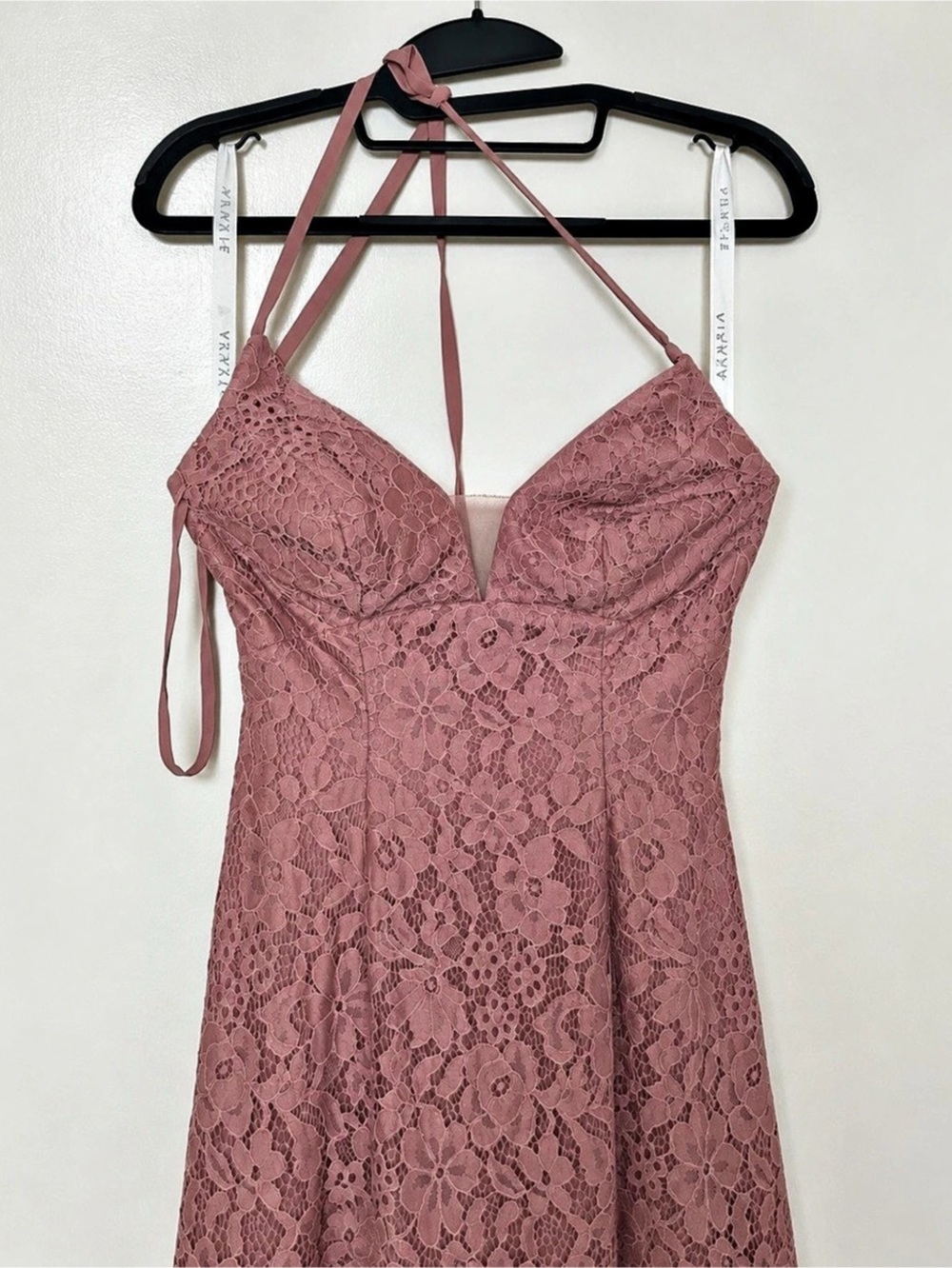 Azazie Floral Lace Maxi Dress in Pink Size A2 Like New